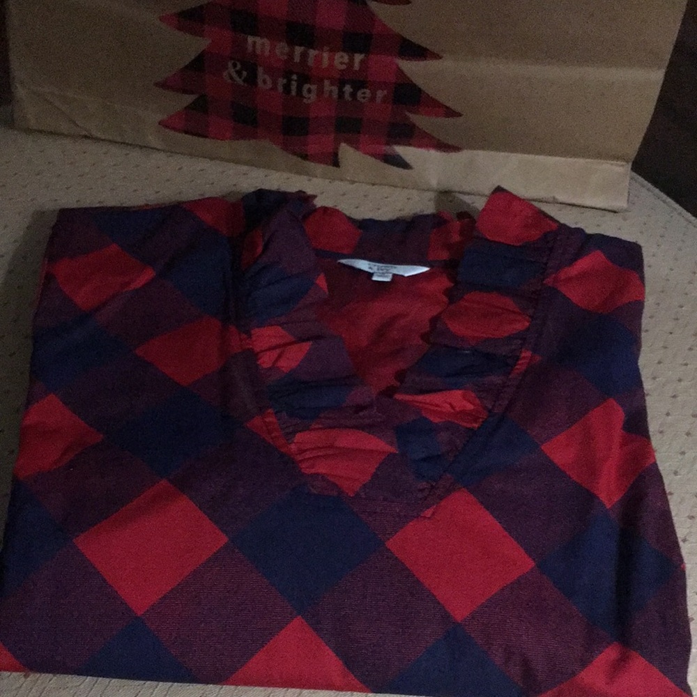 Blue and Red size small Crown and Ivy ruffle shirt